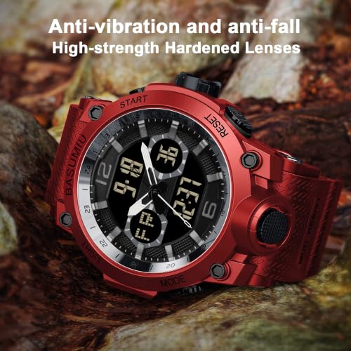 Military Digital Watches for Men Waterproof Work Mens Watch Sports - color: H-Red2