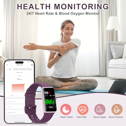 Fitness Tracker, Fitness Watch with 24/7 Heart Rate, Blood Oxygen, Blood Pressure, Smart Watches with 100+ Sports Modes, Step Counter Pedometer for Women Men - color: Bordeaux