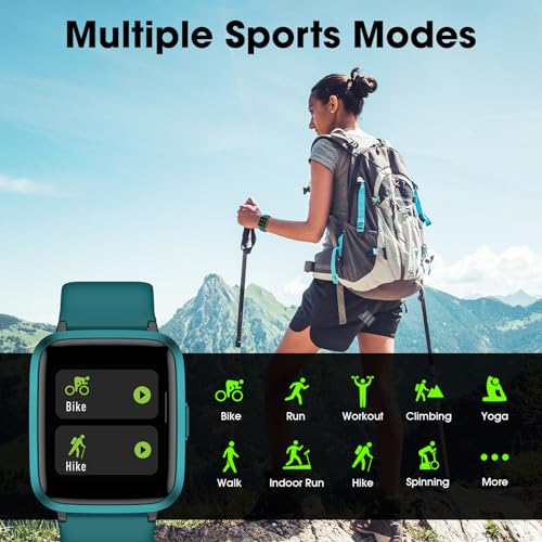 Smart Watch, Fitness Tracker with Heart Rate, Blood Oxygen, Sleep Tracker - color: Green