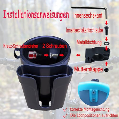 Bike Cup Holder with Phone & Key Storage, Universal Drink Bottle Mount for Adult Mountain Road E-Bikes & Adult Scooters, Double Pink - color: Pink, style: Bike Cup Holder