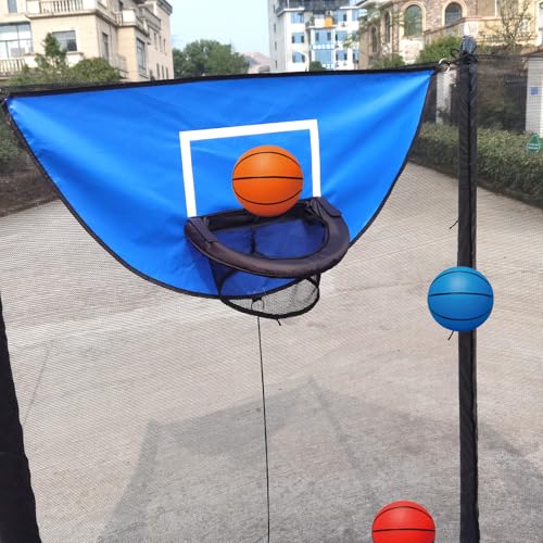 Trampoline Basketball Hoop, with Pump and 4 Mini Balls, Easy to Install, Universal Trampoline Accessories, Trampolines Basketball for Dunking - color: Blue