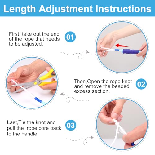GRAWUN Jump Rope For Kids, Soft Beaded Jump Rope, Adjustable Length Tangle-Free Segmented Soft Beaded Skipping Rope，for Women, Men and Kids Keeping Fit, Workout and Weight Loss - color: 3 Pack