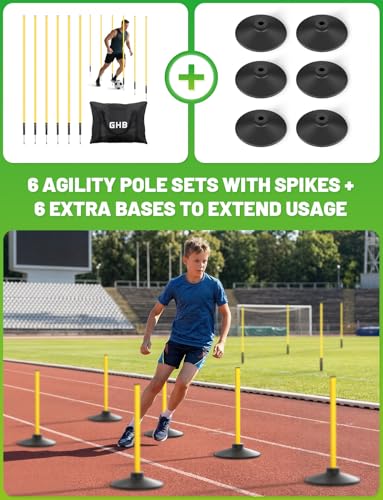 GHB Rubber Base 6 Pack Compatible for Agility Poles