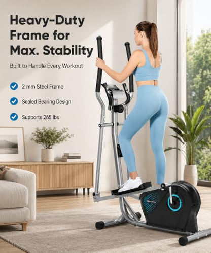 THERUN Elliptical Exercise Machine, Ultra-Quiet Magnetic Machine for Home - color: Turquoise