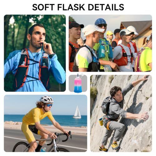 250ml Soft Flask Soft Water Bottle for Running, Hiking, Cycling and Climbing - Gradient Pink - color: 250ml, Gradient Pink