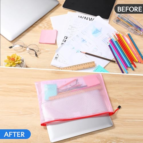 Zhehao 100 Pcs B4 Mesh Zipper Pouch Bag Bulk Mesh Pouch with Zipper - color: Colorful, size: B4,15 x 11 Inch