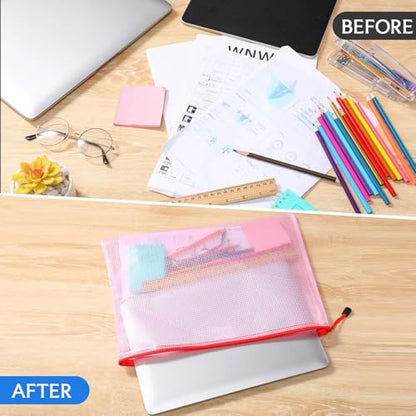 Zhehao 100 Pcs B4 Mesh Zipper Pouch Bag Bulk Mesh Pouch with Zipper - color: Colorful, size: B4,15 x 11 Inch