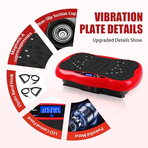 Vibration Plate Exercise Machine / Full Body / Portable / Weight Loss - color: Red