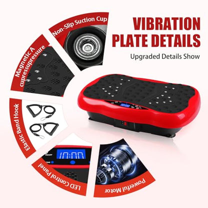 Vibration Plate Exercise Machine / Full Body / Portable / Weight Loss - color: Red