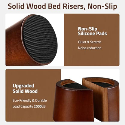 Bed Risers, 2 Inch Wooden Furniture Risers 4 Pack - size: 2 inch