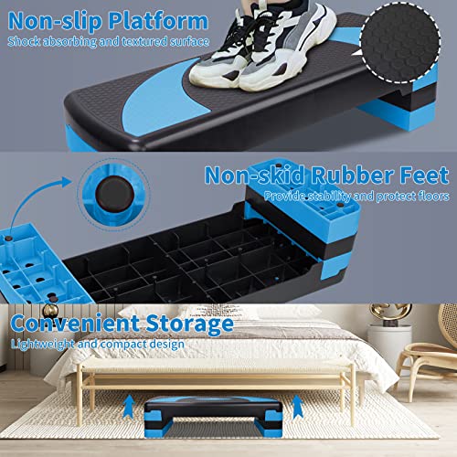 Adjustable Exercise Workout Aerobic Stepper Step Platform Trainer - color: Black