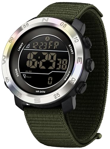 Pedometer Watches for Men Women Step Counter Watch No Phone No App Needed - color: Silver Green