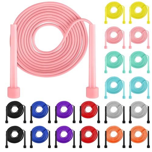 Aodaer PVC Skipping Rope Adjustable Jump Rope for Kids Multicolor Jump Rope Bulk with Plastic Handles Lightweight for Outdoor Fitness Exercise and Weight Loss, Training and Racing