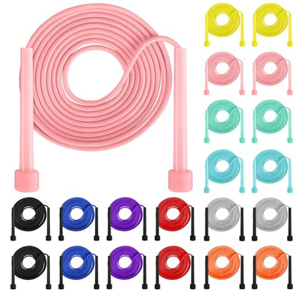 Aodaer PVC Skipping Rope Adjustable Jump Rope for Kids Multicolor Jump Rope Bulk with Plastic Handles Lightweight for Outdoor Fitness Exercise and Weight Loss, Training and Racing