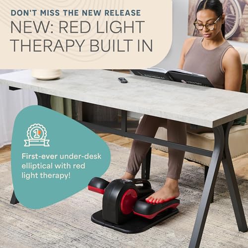 Lifepro Under Desk Elliptical-Leg excerciser with Red Light Therapy Option - color: Red