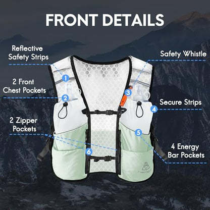Haimont 5L Trail Running Hydration Vest with Soft Flasks - color: Green, size: Medium
