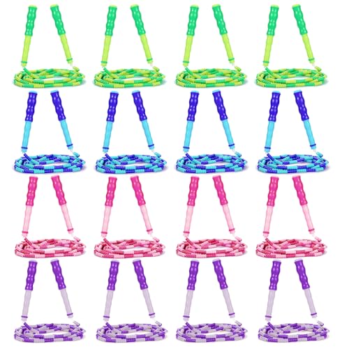 Supertrip Jump Rope Kids-Soft Beaded Skipping Rope Adjustable Tangle-Free Segmented Jumping Rope for Children and Students - color: 4Blue-4Purple-4Pink-4Green