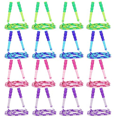 Supertrip Jump Rope Kids-Soft Beaded Skipping Rope Adjustable Tangle-Free Segmented Jumping Rope for Children and Students - color: 4Blue-4Purple-4Pink-4Green