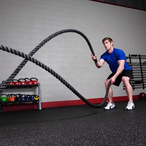 Body-Solid Fitness (BSTBR2040) Training Battle Ropes, Heavy Weighted for Home Gym for Working Out and Strength Workouts, 2 inch Diameter. 40 Ft. Rope