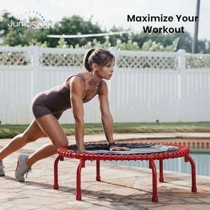 JumpSport 550 Workout Rebounder for Adults, 44" | PRO CE | Mini Exercise Fitness Trampoline Jumper with Cables | Black - color: Red, style: Solid Frame / Skirt Mat