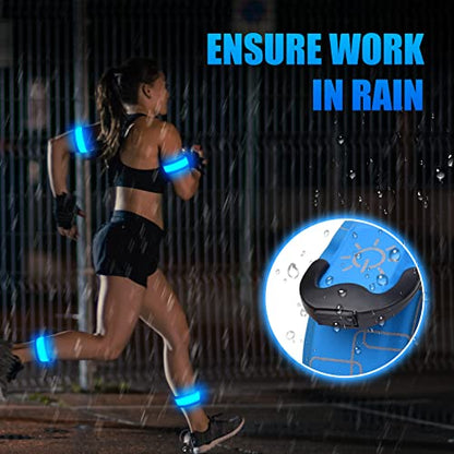 Aucuu LED Armband Rechargeable(2 Pack), High Visibility Reflective Running Gear, Running Lights for Runners, Light Up Armbands for Night Cycling, Walking, Running Gift for Men Women Kids - color: Blue