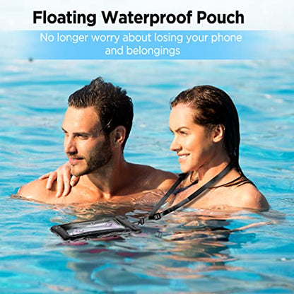 CACOE Floatable Waterproof Phone Pouch 2 Pack Up to 7.0",Black+Black - color: Black+Black