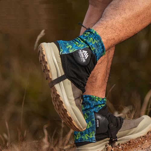 AONIJIE Low Trail Running Gaiters Reflective Ankle Guards for Hiking Marathon Triathlon Breathable Sand Prevention - color: Green