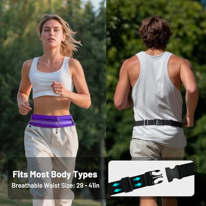 MIER Running Belt for Women & Men, Fanny Pack with Marathon Bib Clip Purple - color: Purple