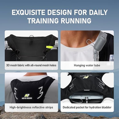 N NEVO RHINO Running Hydration Vest with 1.5L Water Bladder - color: Black, size: X-Large