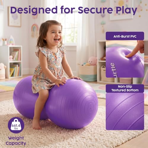 Hurtle Peanut Shaped Exercise Ball, Yoga Active Seat, Bounce Balance Desk Chair, Wiggle Flexible Sitting Ball for Kids, Boys, Girls and Adults - color: Purple