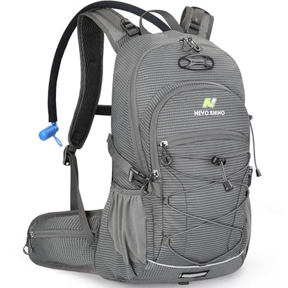 N NEVO RHINO Hydration Backpack with Water Bladder 3L, Hiking Backpack - color: gray