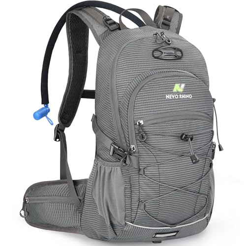 N NEVO RHINO Hydration Backpack with Water Bladder 3L, Hiking Backpack - color: gray