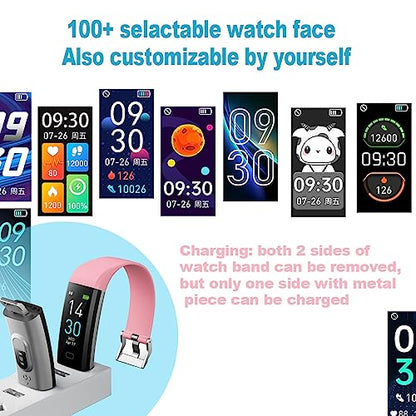 BrilliantHouse Fitness Tracker with Blood Pressure Heart Rate Oxygen Monitor, Activity Sleep & Temperature Smart Watch IP68 Waterproof Pedometer Step Counter for Kids Man Women S5 - color: Pink