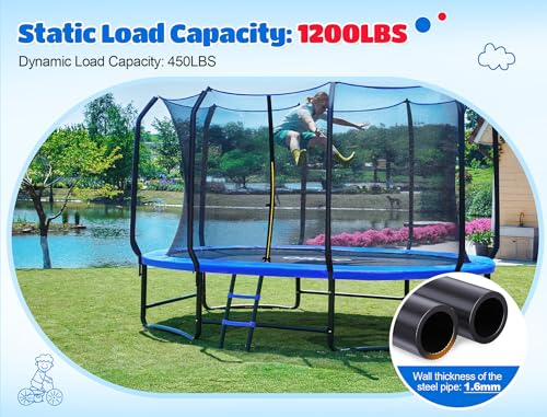 ORCC Oval Outdoor Trampoline with Safety Net - Recreational Gymnastics Trampoline for Kids, 1200LBS Capacity, Heavy-Duty Galvanized Steel Frame - size: 10*16FT