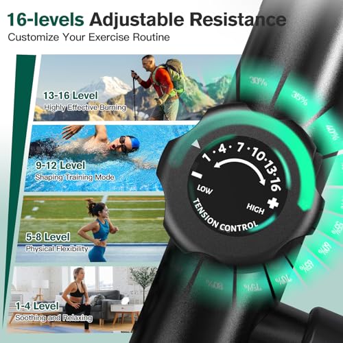 pooboo Elliptical Machine, Elliptical Exercise Machine with 16-Level Resistance&Quiet Magnetic Driving System, Elliptical Machine for Home with LCD Monitor,15.5-17IN Stride, 350LBS Weight Capacity - color: 15.5IN-Stride Black