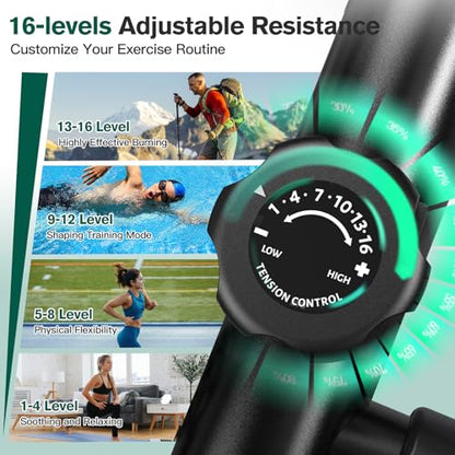 pooboo Elliptical Machine, Elliptical Exercise Machine with 16-Level Resistance&Quiet Magnetic Driving System, Elliptical Machine for Home with LCD Monitor,15.5-17IN Stride, 350LBS Weight Capacity - color: 15.5IN-Stride Black