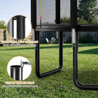 Trampoline Outdoor 8FT 10FT 14FT, Recreational Trampolines with Enclosure and Ladder, Anti-Rust Trampolines for Kids and Adults, ASTM Approval - size: 14FT