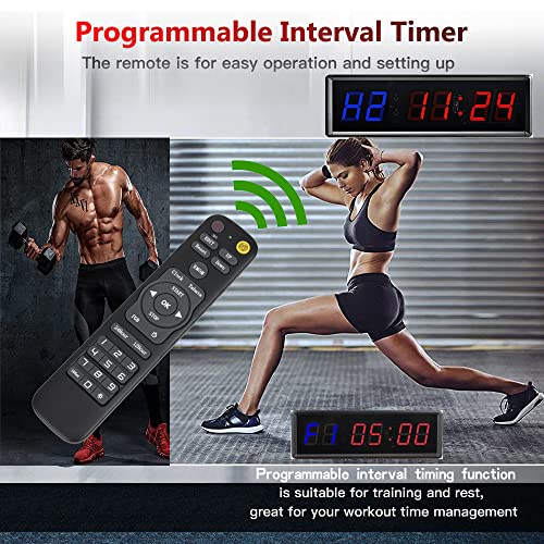 Gym Clock With Remote, 1.5" 1.8" Metal LED Timer, Crossfit Workout Stopwatch, Tabata Countdown for Home