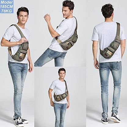 NICGID Sling Bag Chest Shoulder Backpack Crossbody Daypack for Men Women - color: Army Green-2854