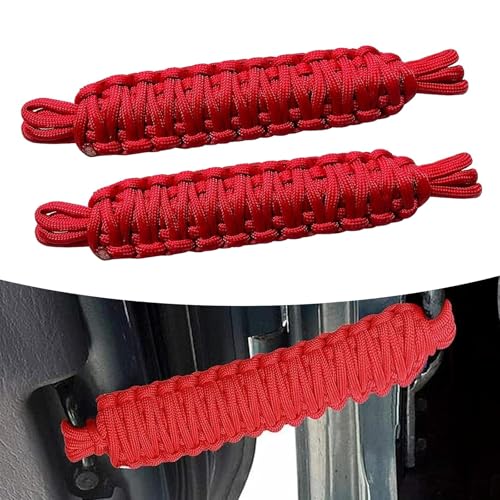 MLY 2PCS Door Limit Straps, Heavy Duty Door Limiting Strap, Swing Door Swing Limiter Replacement, Hand Woven Door Straps for with Jeep Wrangler CJ YJ TJ JK JKU JL (Red)