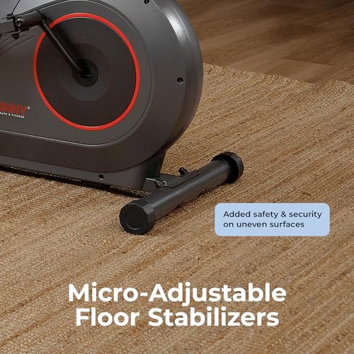 Sunny Health & Fitness Smart Upright Elliptical Machine with Pulse Sensor - size: 12" Stride