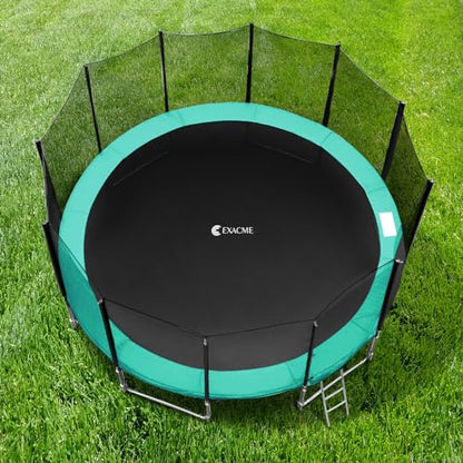 Exacme Trampoline Pad Replacement 16 15 14 13 12 10 8 Foot, Waterproof Safety Spring Cover Round Frame Pad, No Hole for Pole - color: Seafoam Green, size: Fit 16FT Frame Only, style: Without Opening Design