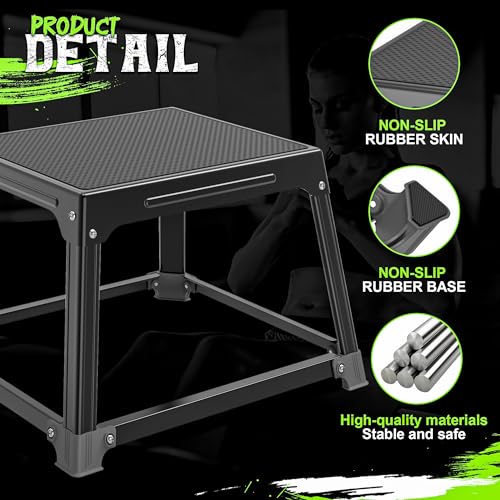 GanFindX Metal Plyometric Jump Box 12 Inch Steel Box for Home Gym Training
