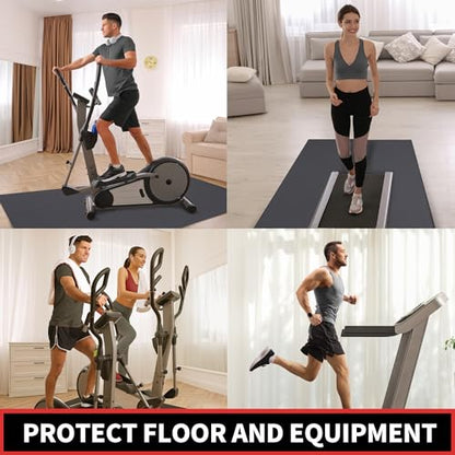 GymCope Treadmill Mat for Hardwood Floor Carpet 7'x3'/6'x3'/6'x2.5'/4'x2' - color: 84"x36"x6mm-black