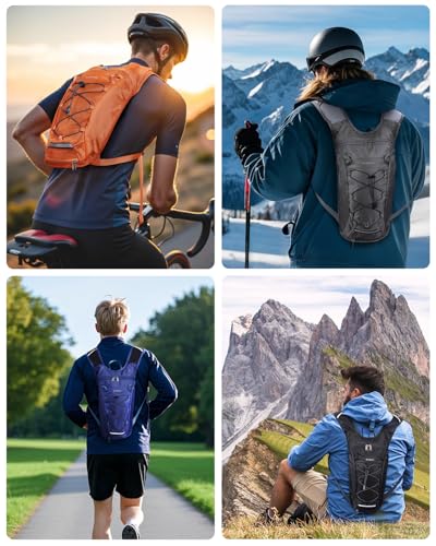 Blue Quartz Hydration Backpack with 2L Water Bladder, Hiking Water Pack with Insulated Compartment for Women Men, Lightweight Cycling Daypack with Phone Pocket, Hydration Pack for Running,Biking - color: Grey