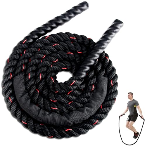Weighted Jump Rope for Men Women, 1.5lb 2.8lb Jumping Ropes for Fitness - color: Black, size: 2.8LB