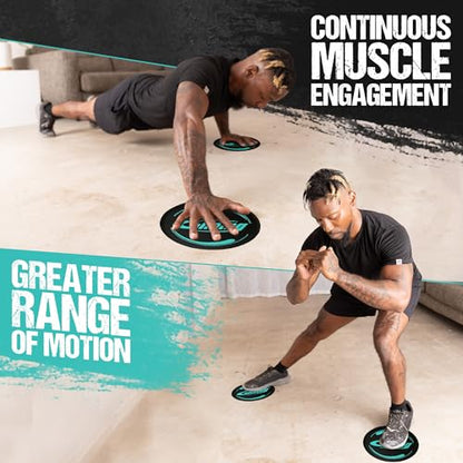 Gliding 9” Sliders for Working Out on Hardwood/Tile Floors, 1 Pair 4 Videos - color: Black (Hardwood)