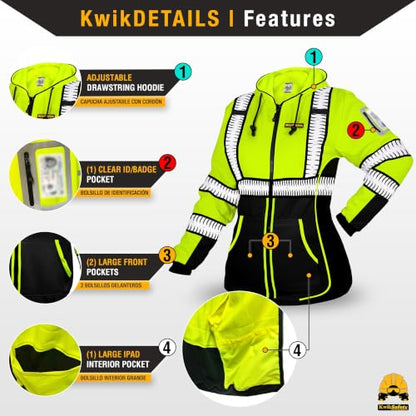 KwikSafety Women's Fleece Safety Hoodie Class 3 ANSI OSHA PPE - color: Premium, size: X-Large