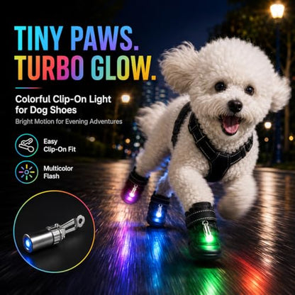 Dog Shoes LED Light, Clip-On Safety LED Light for Pet Boots, Night Visibility Shoe Light, Waterproof Glowing Accessory for Dog Shoes, Halloween Light Up Pet Shoe Light (Green, 4) - color: Green