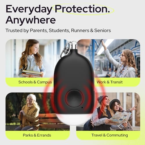 Weten Rechargeable Personal Alarm Keychain - 130dB Siren & LED Light - 2 Pack Personal Safety Alert for Women to Carry - Panic Button Alarm for Security - Rape Whistle for Self Defense (Black&White) - color: F - Black&White